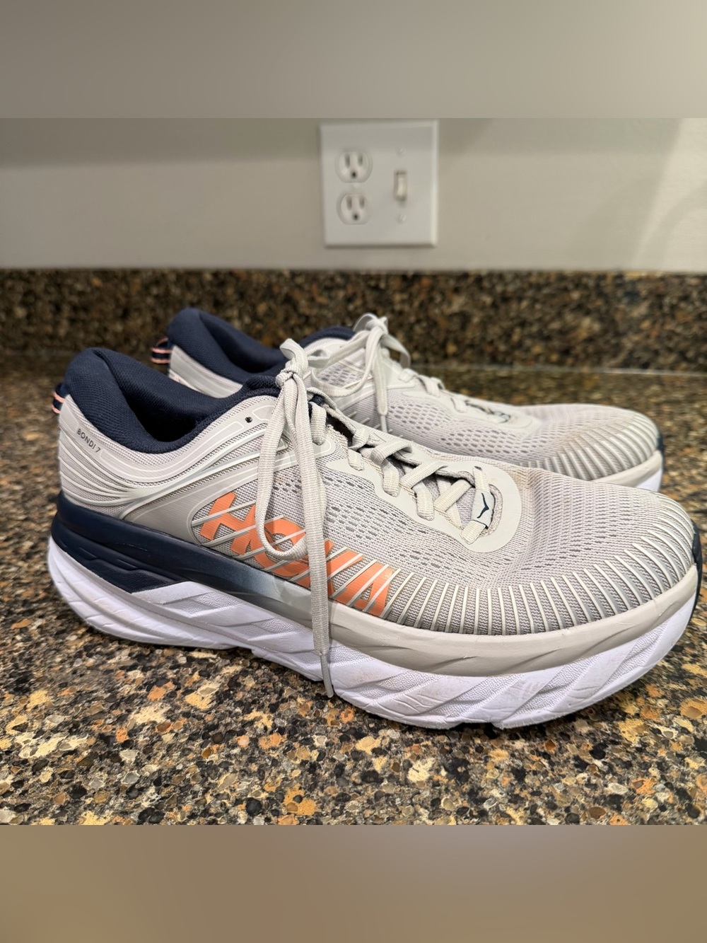 Hoka One One Navy Shoe Label with Teal Logo ladies 10